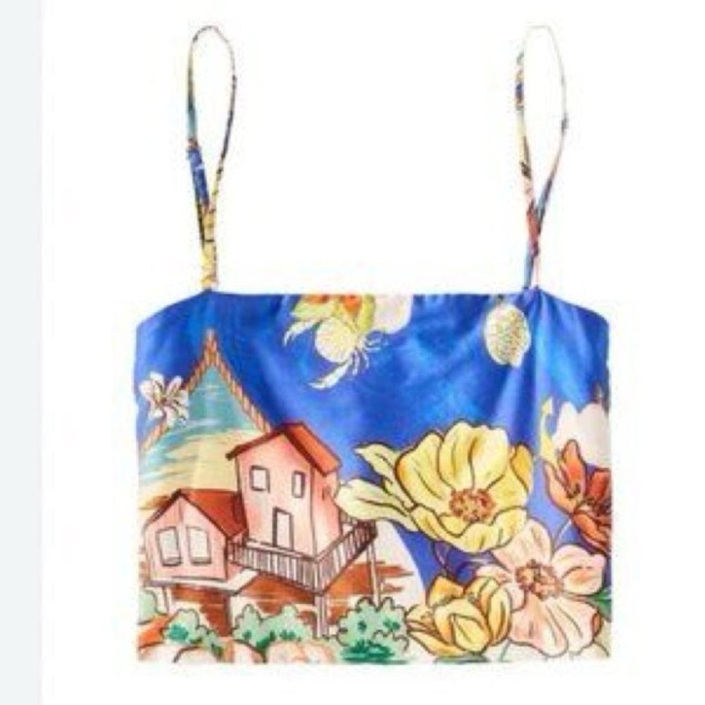 Antonio Melani NWT blue/yellow two-piece skirt set "Callista" ocean print sz 4 - Picture 3 of 6